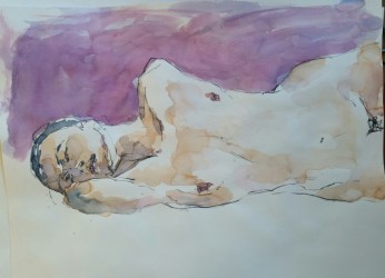 Stretching nude (2017), 40x30